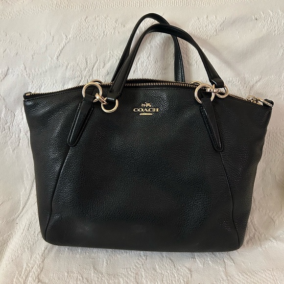 Coach Bags Coach Black Pebble Leather Satchel Handbag Poshmark